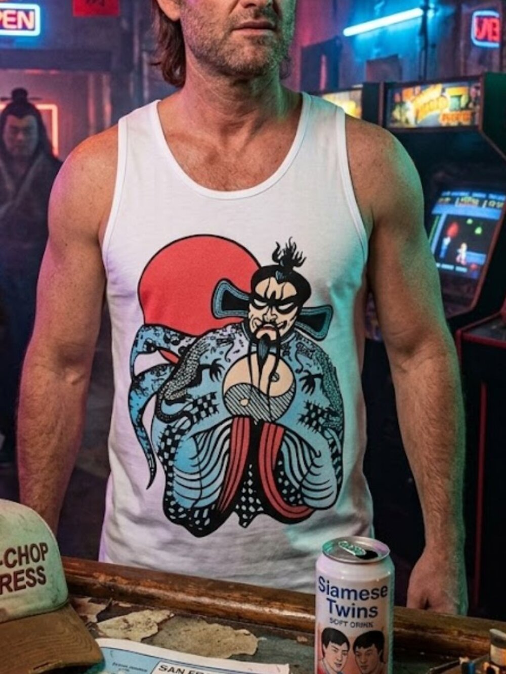 Big Trouble in Little China Tank Top Jack Burton Cosplay Fu Manchu Shirt Retro